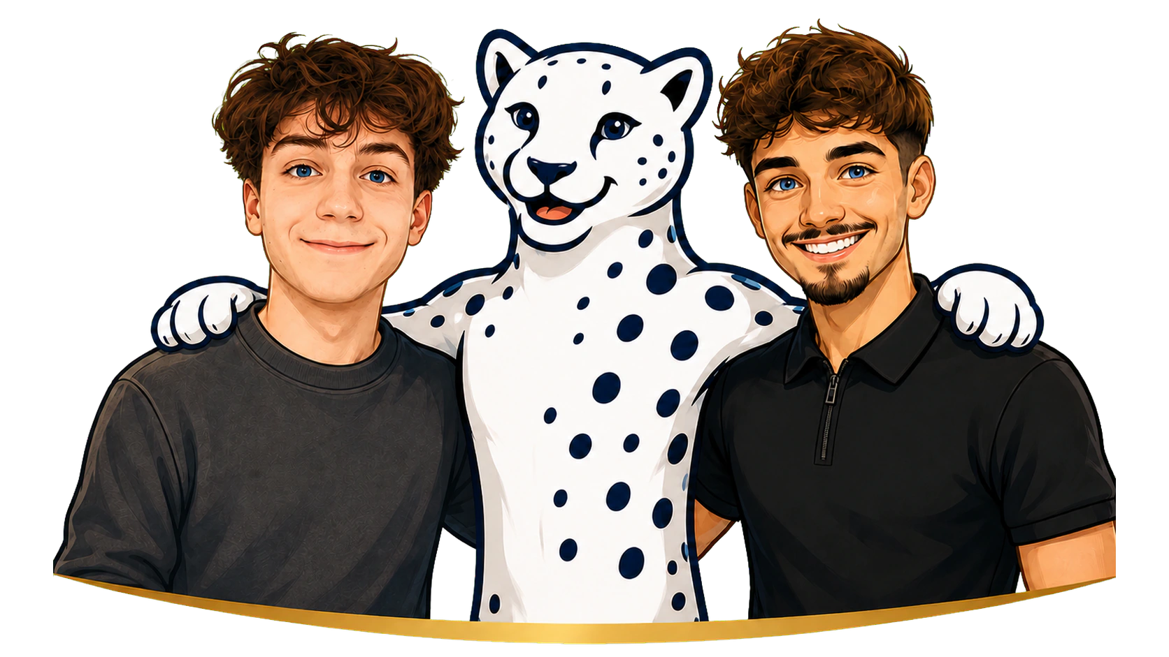 Andrin und Colin Horat mit dem Scooby-Webdesign-Leoparden